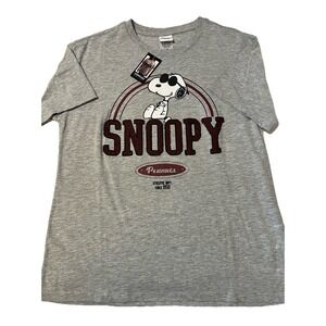 Peanuts Brand Snoopy Athletic Dept  T-Shirt Chenille Letters Gray Women's M New